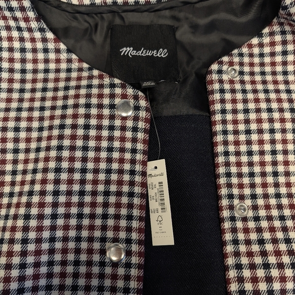 NWT - Madewell Women's Suiting Bomber Jacket - Yarn Dyed Plaid Checkered - XXL - Picture 10 of 12
